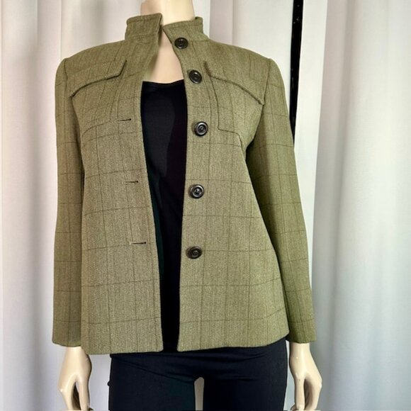 J. Crew Military green wool blend blazer jacket top pockets Size 2 - Picture 4 of 10